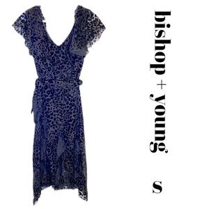 Bishop + Young Dress Burnt Velvet Off Shoulder Black S